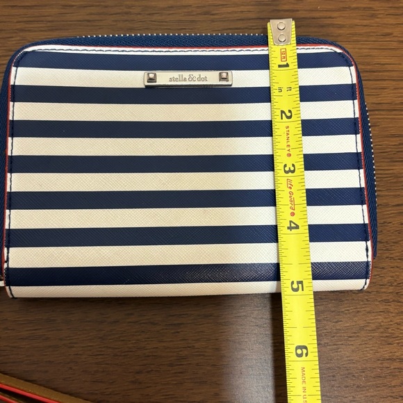 Stella & Dot Navy Blue & White Striped Wallet Clutch - Picture 8 of 9